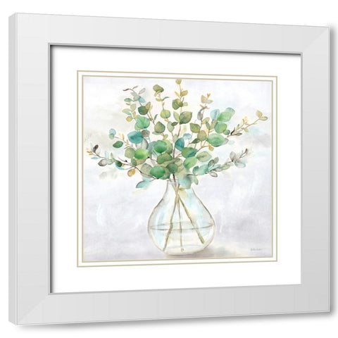 Eucalyptus Vase II White Modern Wood Framed Art Print with Double Matting by Coulter, Cynthia