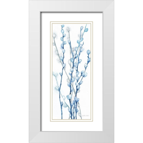 Indigo Botanical panel II White Modern Wood Framed Art Print with Double Matting by Coulter, Cynthia