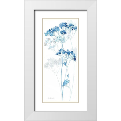 Indigo Botanical panel IV White Modern Wood Framed Art Print with Double Matting by Coulter, Cynthia