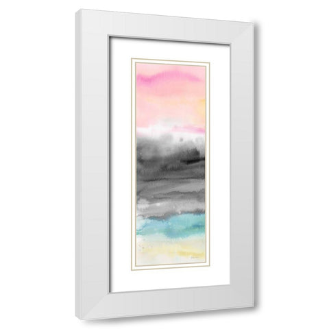 Pink Sunset Abstract panel I White Modern Wood Framed Art Print with Double Matting by Coulter, Cynthia