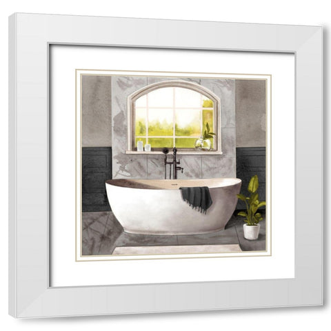 Marble Bath I black and white White Modern Wood Framed Art Print with Double Matting by Bannarot