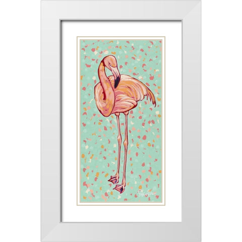 Flamingo panel I White Modern Wood Framed Art Print with Double Matting by Augustine, Jodi