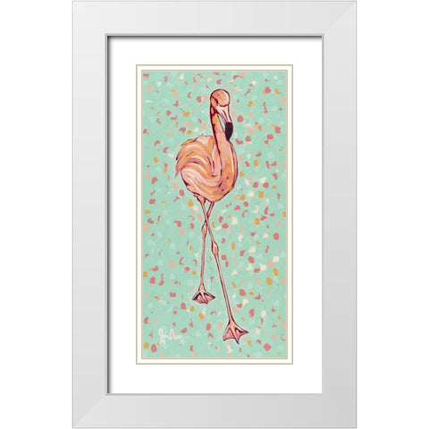 Flamingo panel II White Modern Wood Framed Art Print with Double Matting by Augustine, Jodi