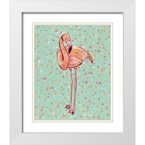 Flamingo portrait I White Modern Wood Framed Art Print with Double Matting by Augustine, Jodi