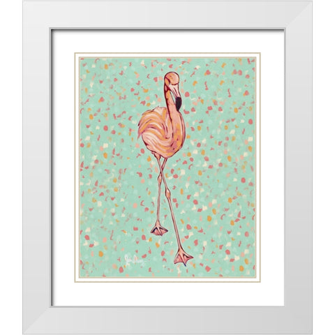 Flamingo portrait II White Modern Wood Framed Art Print with Double Matting by Augustine, Jodi
