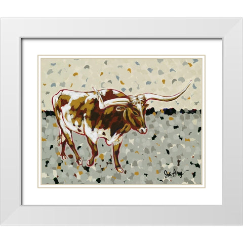 Longhorn Steer White Modern Wood Framed Art Print with Double Matting by Augustine, Jodi