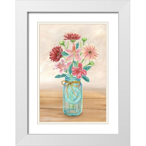 Floral Jar I White Modern Wood Framed Art Print with Double Matting by Wilson, Kelsey