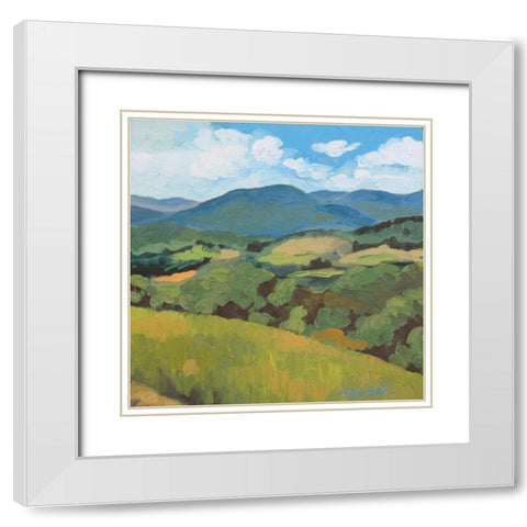 Green Hills square White Modern Wood Framed Art Print with Double Matting by Wentzell, Kristina