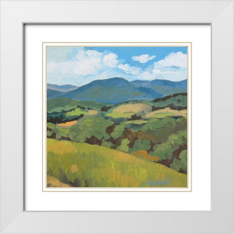 Green Hills square White Modern Wood Framed Art Print with Double Matting by Wentzell, Kristina