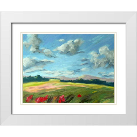 Scarlet Meadow green White Modern Wood Framed Art Print with Double Matting by Wentzell, Kristina