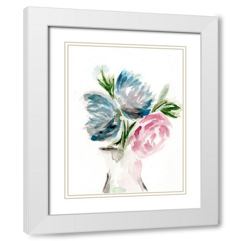 Floral Vase I White Modern Wood Framed Art Print with Double Matting by Chapman, Marcy