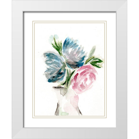 Floral Vase I White Modern Wood Framed Art Print with Double Matting by Chapman, Marcy