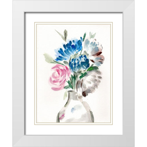 Floral Vase II White Modern Wood Framed Art Print with Double Matting by Chapman, Marcy