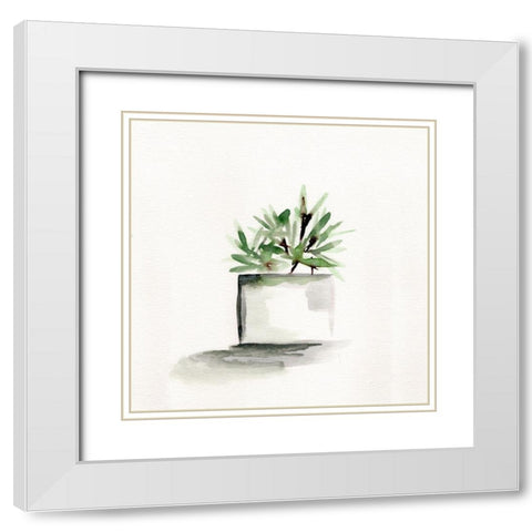 Potted Botanicals IV White Modern Wood Framed Art Print with Double Matting by Chapman, Marcy