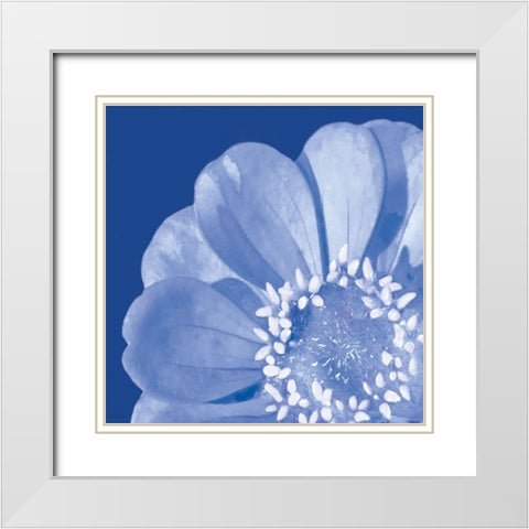 Flower Pop blue I White Modern Wood Framed Art Print with Double Matting by Cusson, Marie Elaine