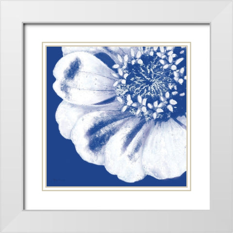 Flower Pop blue II White Modern Wood Framed Art Print with Double Matting by Cusson, Marie Elaine