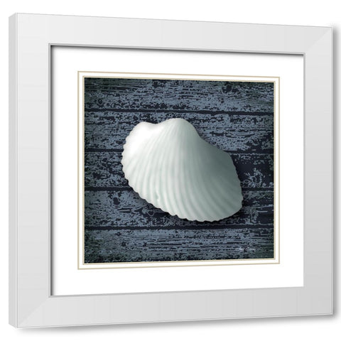 Seashore Shells Navy I White Modern Wood Framed Art Print with Double Matting by Cusson, Marie Elaine