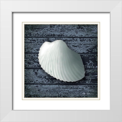 Seashore Shells Navy I White Modern Wood Framed Art Print with Double Matting by Cusson, Marie Elaine