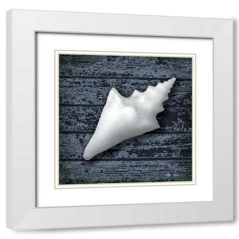 Seashore Shells Navy III White Modern Wood Framed Art Print with Double Matting by Cusson, Marie Elaine