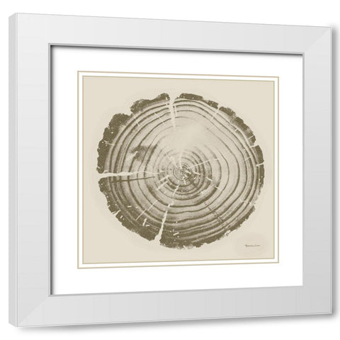 Tree Trunk cream II White Modern Wood Framed Art Print with Double Matting by Cusson, Marie Elaine