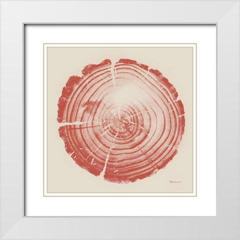 Tree Trunk peach on cream White Modern Wood Framed Art Print with Double Matting by Cusson, Marie Elaine