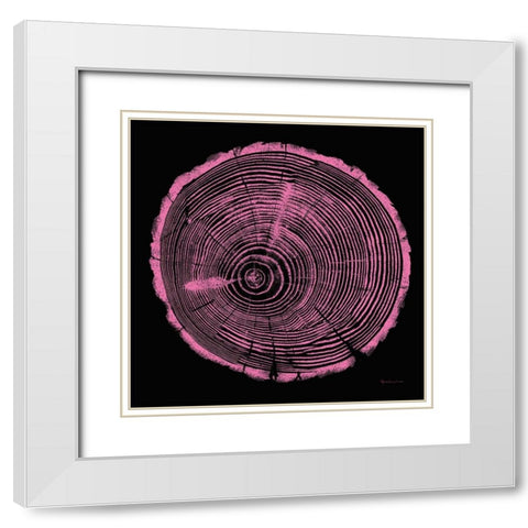 Tree Trunk pink on black White Modern Wood Framed Art Print with Double Matting by Cusson, Marie Elaine