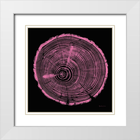 Tree Trunk pink on black White Modern Wood Framed Art Print with Double Matting by Cusson, Marie Elaine