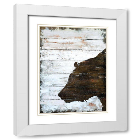 Wild Bear portrait White Modern Wood Framed Art Print with Double Matting by Cusson, Marie Elaine
