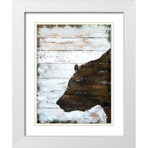 Wild Bear portrait White Modern Wood Framed Art Print with Double Matting by Cusson, Marie Elaine