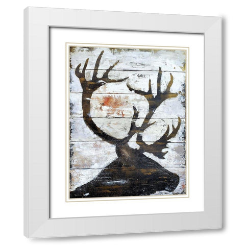 Wild Caribou portrait White Modern Wood Framed Art Print with Double Matting by Cusson, Marie Elaine
