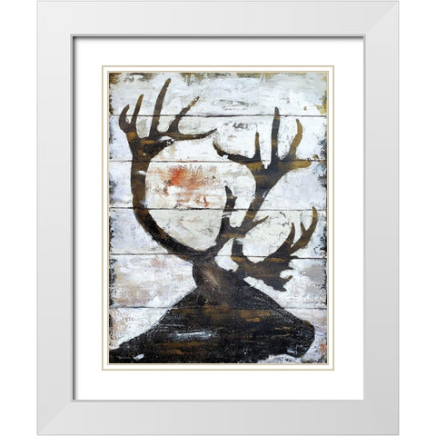 Wild Caribou portrait White Modern Wood Framed Art Print with Double Matting by Cusson, Marie Elaine