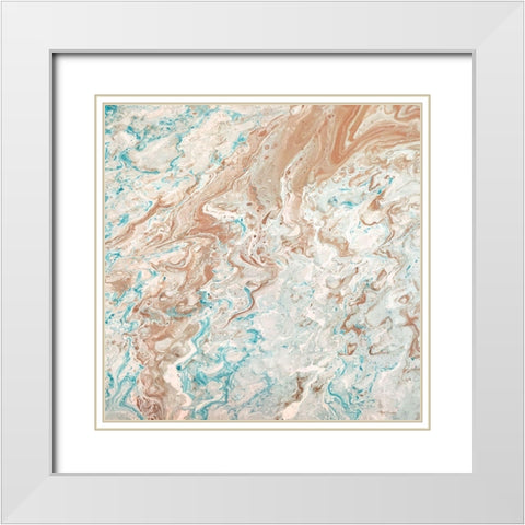 Wild Lagoons Abstract White Modern Wood Framed Art Print with Double Matting by Cusson, Marie Elaine