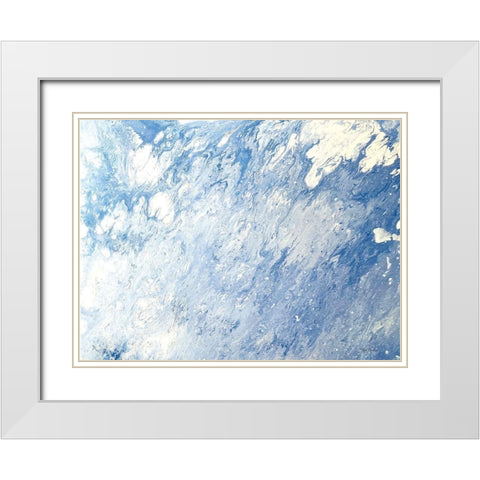Earth Blues Abstract landscape White Modern Wood Framed Art Print with Double Matting by Cusson, Marie Elaine