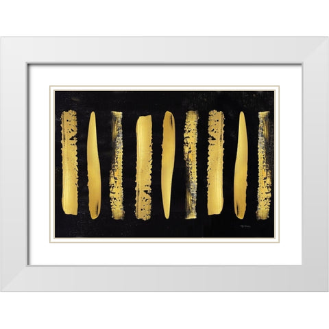 Golden Stripes II White Modern Wood Framed Art Print with Double Matting by Cusson, Marie Elaine