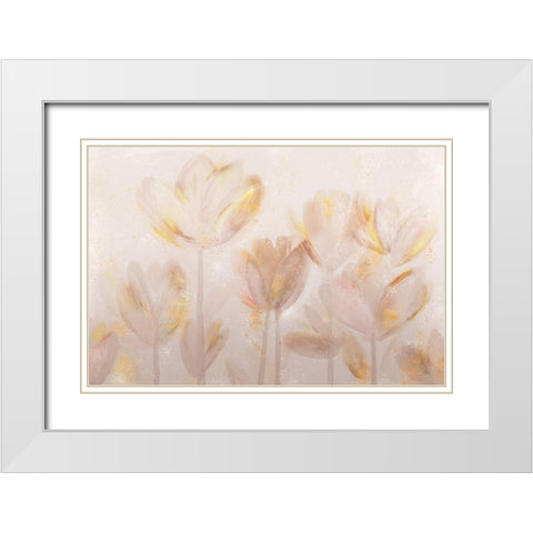 Contemporary Poppies Neutral White Modern Wood Framed Art Print with Double Matting by Northern Lights