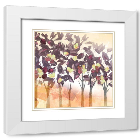 Pink Trees dark White Modern Wood Framed Art Print with Double Matting by Northern Lights