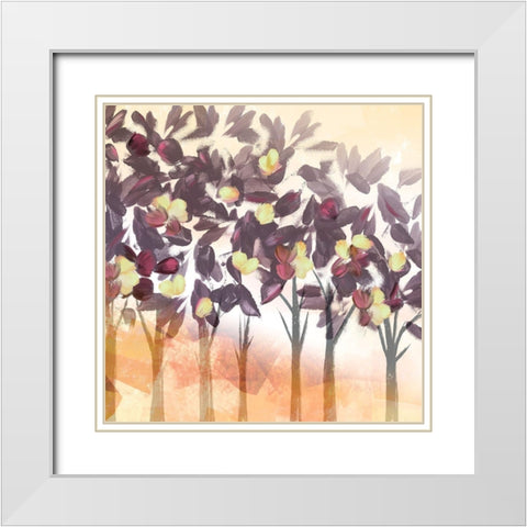Pink Trees dark White Modern Wood Framed Art Print with Double Matting by Northern Lights