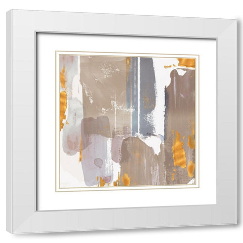 Icescape Abstract Grey Gold I White Modern Wood Framed Art Print with Double Matting by Northern Lights