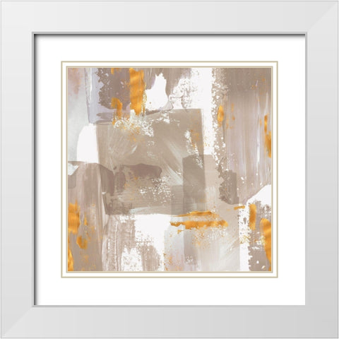 Icescape Abstract Grey Gold II White Modern Wood Framed Art Print with Double Matting by Northern Lights