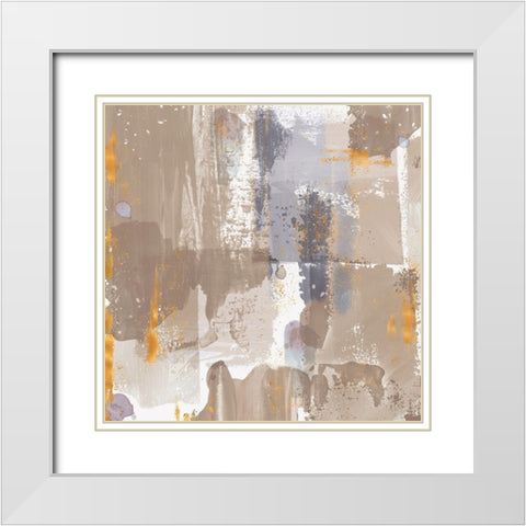 Icescape Abstract Grey Gold IV White Modern Wood Framed Art Print with Double Matting by Northern Lights