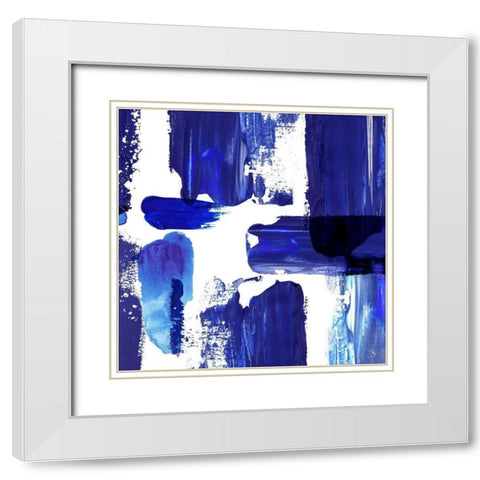 Indigo Abstract III White Modern Wood Framed Art Print with Double Matting by Northern Lights