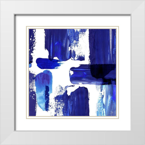 Indigo Abstract III White Modern Wood Framed Art Print with Double Matting by Northern Lights