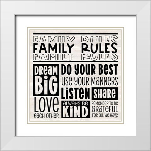 Family Rules I White Modern Wood Framed Art Print with Double Matting by Reed, Tara