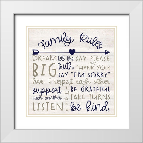 Family Rules III farmhouse White Modern Wood Framed Art Print with Double Matting by Reed, Tara