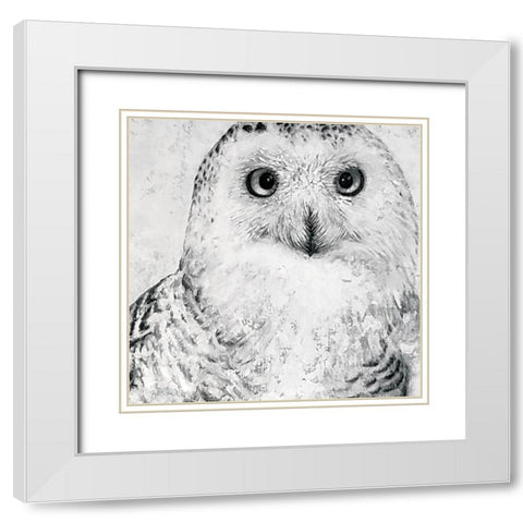 Portrait of a Snowy Owl White Modern Wood Framed Art Print with Double Matting by Cusson, Marie Elaine