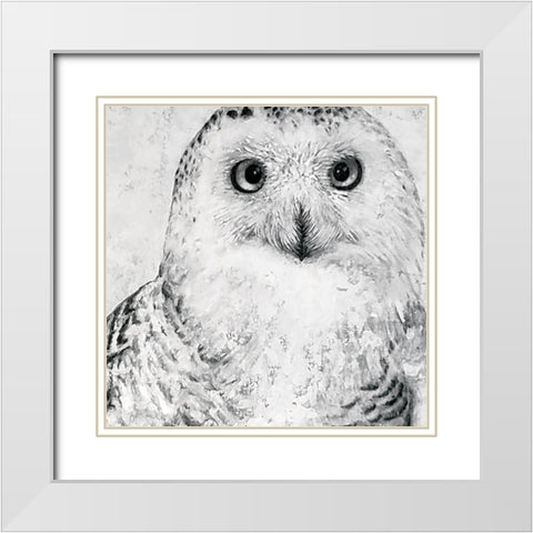 Portrait of a Snowy Owl White Modern Wood Framed Art Print with Double Matting by Cusson, Marie Elaine