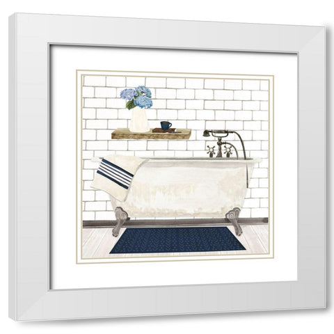 Farmhouse Bath I navy-Tub  White Modern Wood Framed Art Print with Double Matting by Reed, Tara