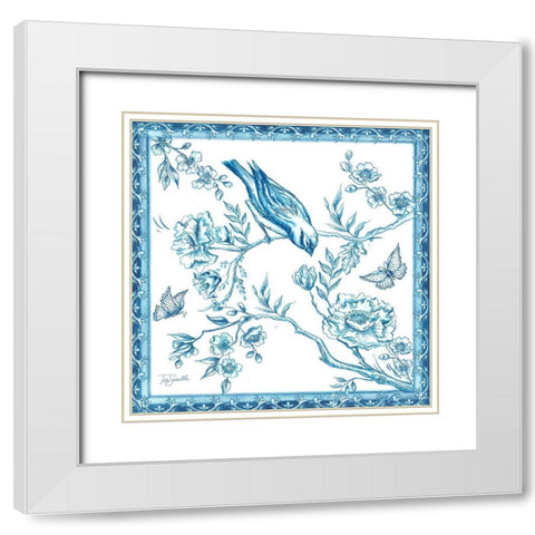 Chinoiserie Tile I White Modern Wood Framed Art Print with Double Matting by Tre Sorelle Studios