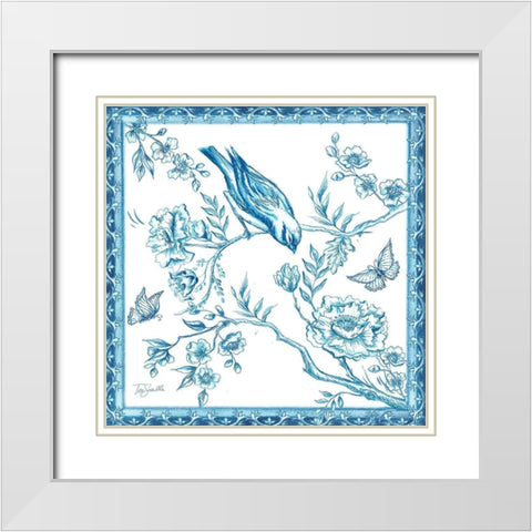 Chinoiserie Tile I White Modern Wood Framed Art Print with Double Matting by Tre Sorelle Studios