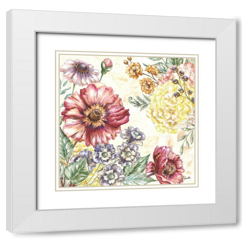 Wildflower Medley square I White Modern Wood Framed Art Print with Double Matting by Tre Sorelle Studios